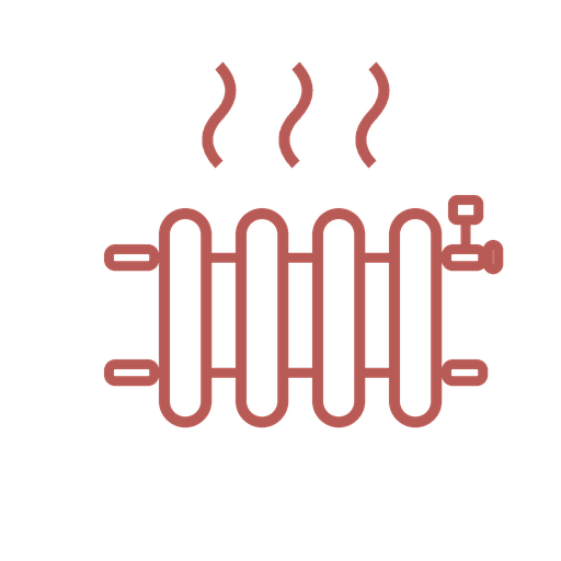 Icona minimalista di un termosifone rosso